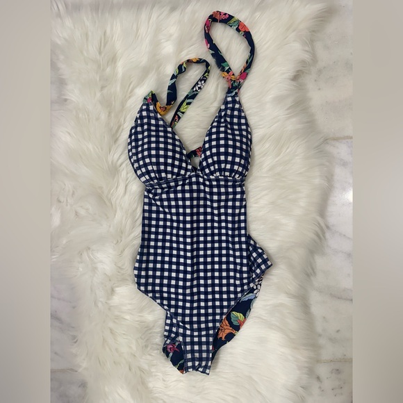 NWT Tommy Bahama Summer Floral Reversible Cross-Back One-Piece Swimsuit - Picture 5 of 7